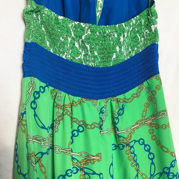 New York & Company Green Floral Chain Print Halter Sleeveless Maxi Dress Size XS - Picture 10 of 14